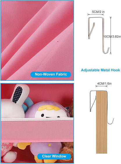 Over Door Hanging Organizer, No Tilt Baby Closet Organizer for Diaper Kids Toys, Hanging Organizer Storage for Newborn Essentials Nursery Bathroom (6 tier Pink)