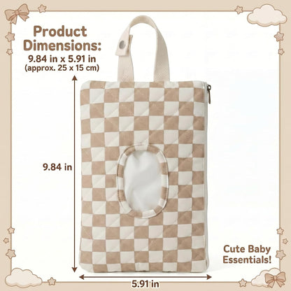 Quilted Wipes Pouch Baby Wipe and Diaper Pouch, Bow, Pink