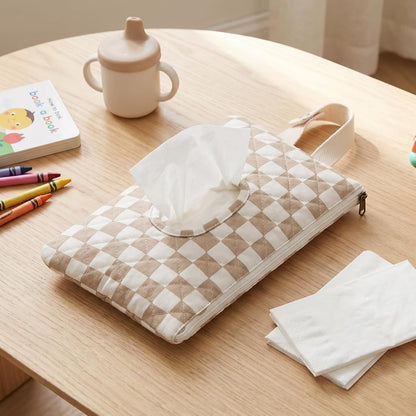Quilted Wipes Pouch Baby Wipe and Diaper Pouch, Bow, Pink