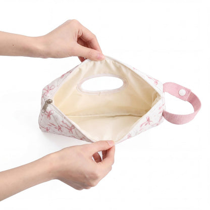Quilted Wipes Pouch Baby Wipe and Diaper Pouch, Bow, Pink