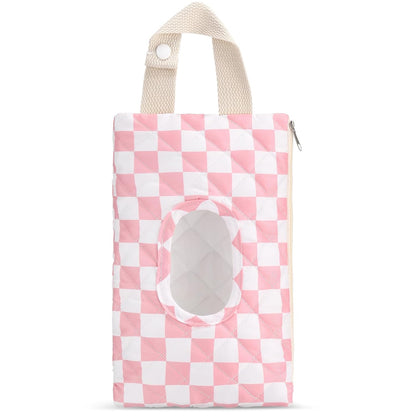 Quilted Wipes Pouch Baby Wipe and Diaper Pouch, Bow, Pink