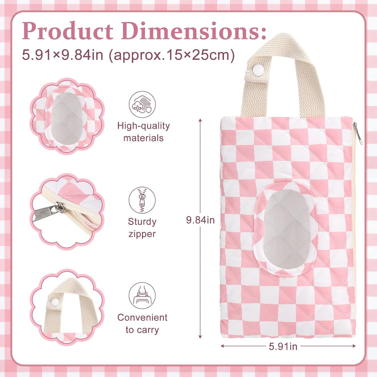 Quilted Wipes Pouch Baby Wipe and Diaper Pouch, Bow, Pink