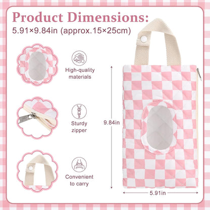 Quilted Wipes Pouch Baby Wipe and Diaper Pouch, Bow, Pink