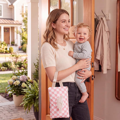 Quilted Wipes Pouch Baby Wipe and Diaper Pouch, Bow, Pink