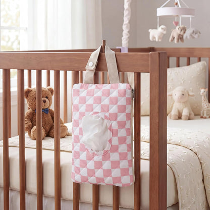Quilted Wipes Pouch Baby Wipe and Diaper Pouch, Bow, Pink