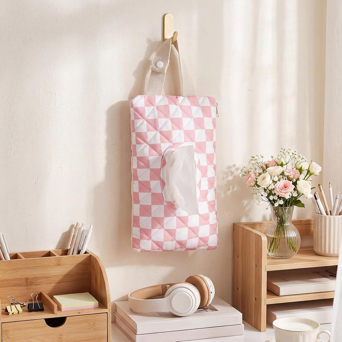 Quilted Wipes Pouch Baby Wipe and Diaper Pouch, Bow, Pink