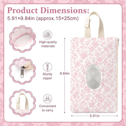 Quilted Wipes Pouch Baby Wipe and Diaper Pouch, Bow, Pink