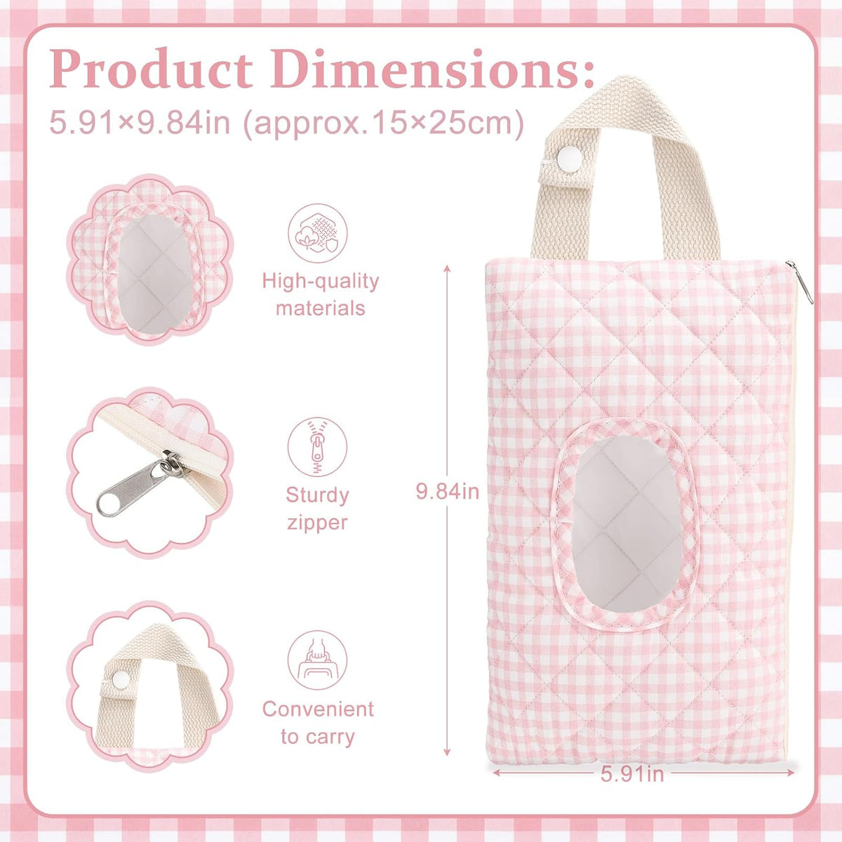 Quilted Wipes Pouch Baby Wipe and Diaper Pouch, Bow, Pink