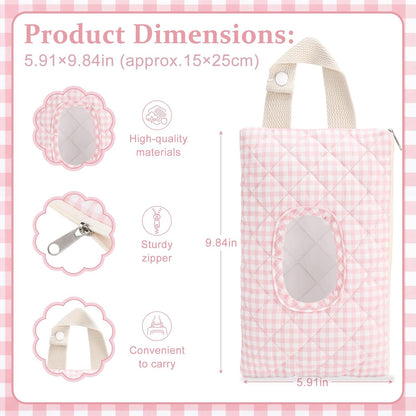 Quilted Wipes Pouch Baby Wipe and Diaper Pouch, Bow, Pink