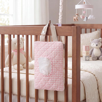 Quilted Wipes Pouch Baby Wipe and Diaper Pouch, Bow, Pink