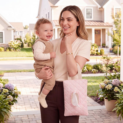 Quilted Wipes Pouch Baby Wipe and Diaper Pouch, Bow, Pink