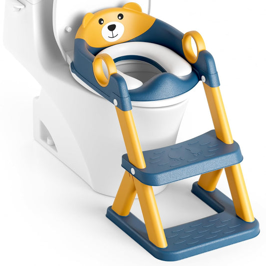 ® Potty Training Seat, Toddler Toilet Seat for Kids Boys Girls, 2 in1 Potty Training Toilet with Step Stool, 6 Adjustable Height, Splash Guard, Stable Triangular Anti-Slip Design