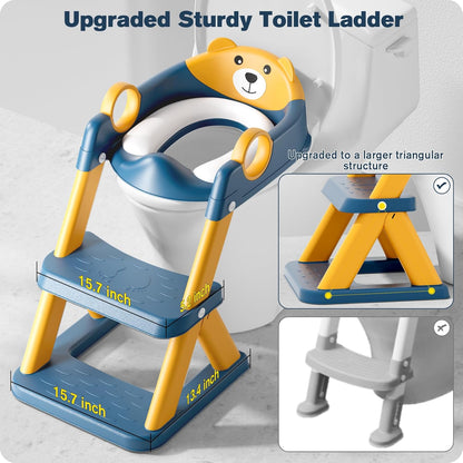 ® Potty Training Seat, Toddler Toilet Seat for Kids Boys Girls, 2 in1 Potty Training Toilet with Step Stool, 6 Adjustable Height, Splash Guard, Stable Triangular Anti-Slip Design