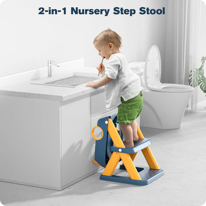 ® Potty Training Seat, Toddler Toilet Seat for Kids Boys Girls, 2 in1 Potty Training Toilet with Step Stool, 6 Adjustable Height, Splash Guard, Stable Triangular Anti-Slip Design