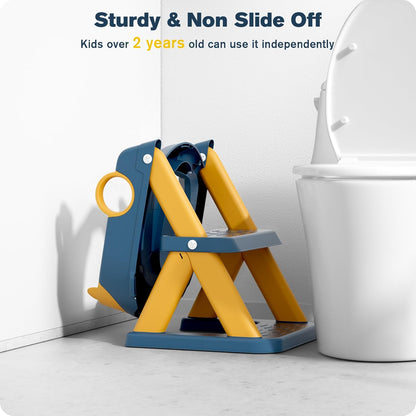 ® Potty Training Seat, Toddler Toilet Seat for Kids Boys Girls, 2 in1 Potty Training Toilet with Step Stool, 6 Adjustable Height, Splash Guard, Stable Triangular Anti-Slip Design