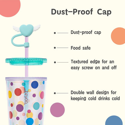 24oz Plastic Tumbler Cup, Lid & Straw, Iced Coffee, Purple Butterfly | SIP Double wall reusable cup for iced tea and smoothies. BPA-free, 710ml, dishwasher safe, fits cup holders.