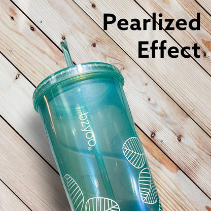 24oz Plastic Tumbler Cup, Lid & Straw, Iced Coffee, Purple Butterfly | SIP Double wall reusable cup for iced tea and smoothies. BPA-free, 710ml, dishwasher safe, fits cup holders.