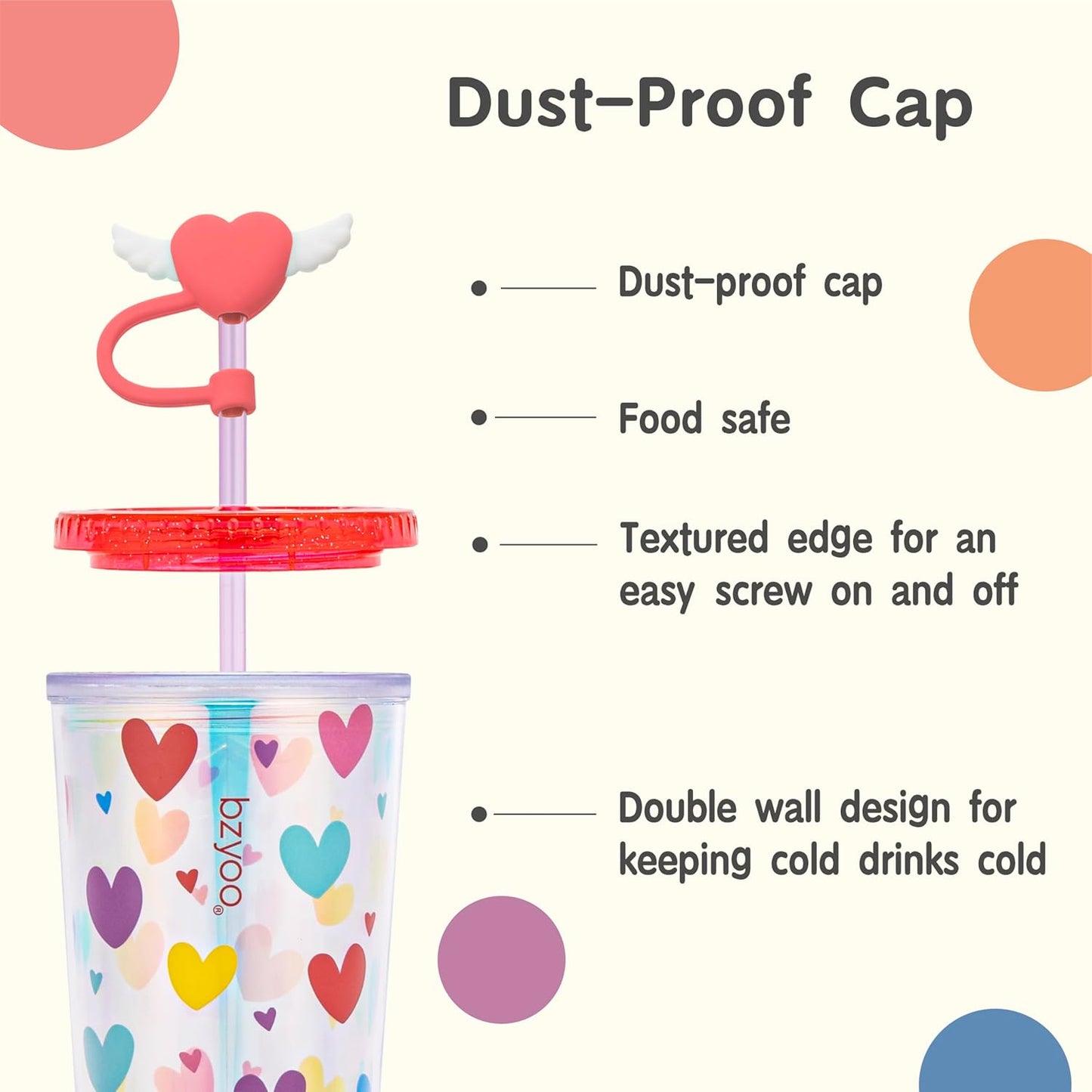 24oz Plastic Tumbler Cup, Lid & Straw, Iced Coffee, Purple Butterfly | SIP Double wall reusable cup for iced tea and smoothies. BPA-free, 710ml, dishwasher safe, fits cup holders.