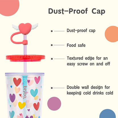 24oz Plastic Tumbler Cup, Lid & Straw, Iced Coffee, Purple Butterfly | SIP Double wall reusable cup for iced tea and smoothies. BPA-free, 710ml, dishwasher safe, fits cup holders.