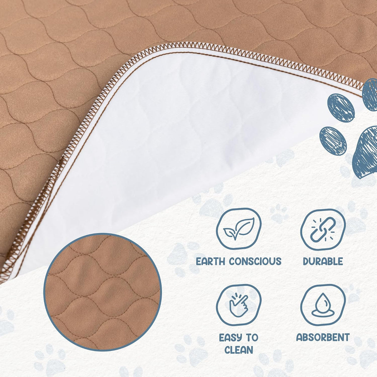 Reusable Dog Pee Pad, Washable Waterproof Round 48 in Mat, 1 Pack