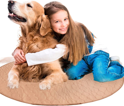 Reusable Dog Pee Pad, Washable Waterproof Round 48 in Mat, 1 Pack