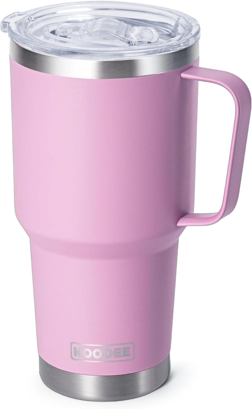 Tumbler with Handle, 30 oz Stainless Steel Double Wall Insulated Tumblers with Lid and Straw Coffee Tumbler for Men and Women (Grass Green)