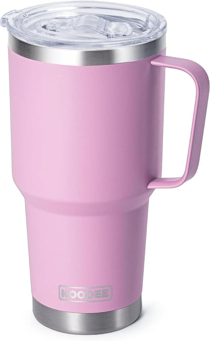 Tumbler with Handle, 30 oz Stainless Steel Double Wall Insulated Tumblers with Lid and Straw Coffee Tumbler for Men and Women (Grass Green)