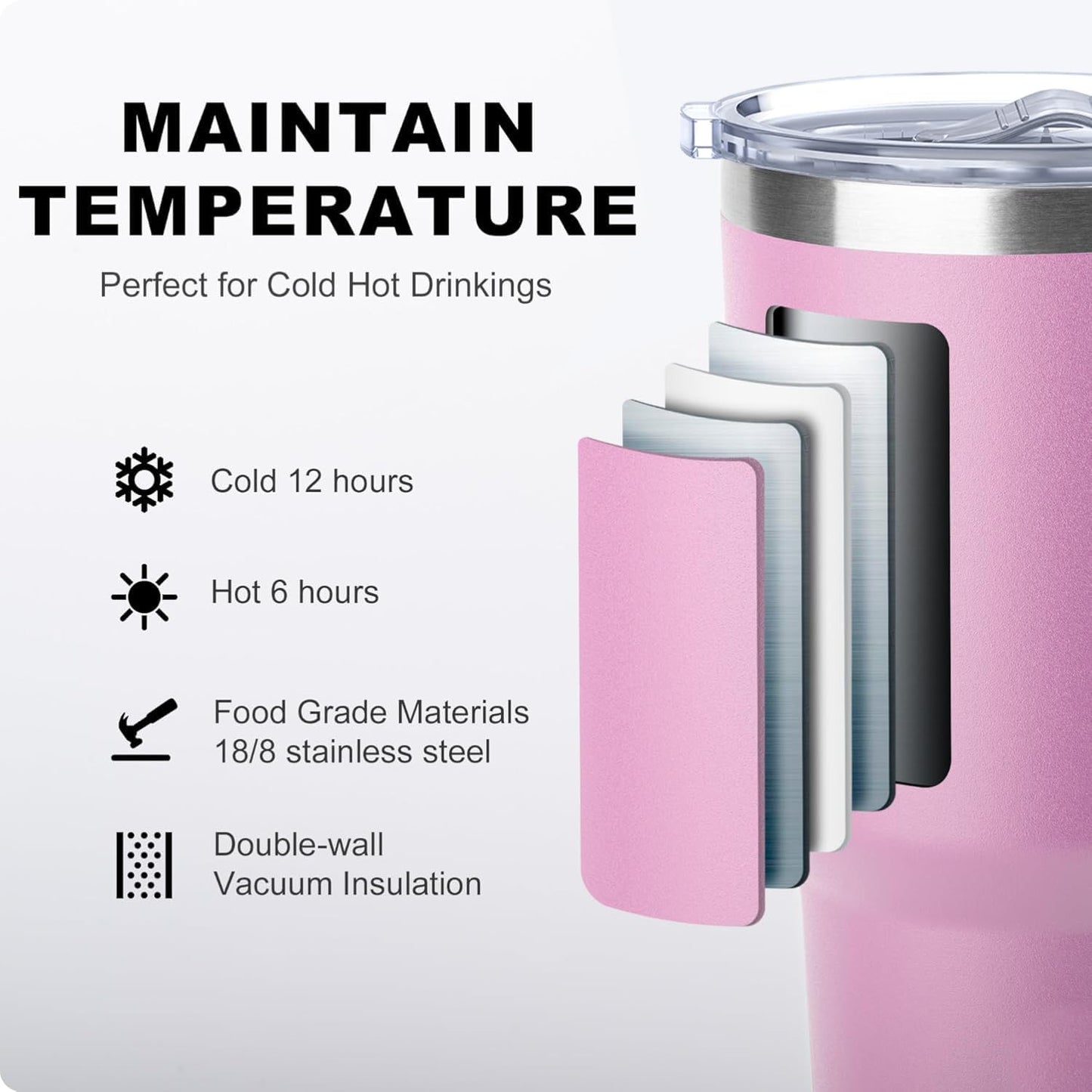 Tumbler with Handle, 30 oz Stainless Steel Double Wall Insulated Tumblers with Lid and Straw Coffee Tumbler for Men and Women (Grass Green)
