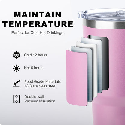 Tumbler with Handle, 30 oz Stainless Steel Double Wall Insulated Tumblers with Lid and Straw Coffee Tumbler for Men and Women (Grass Green)