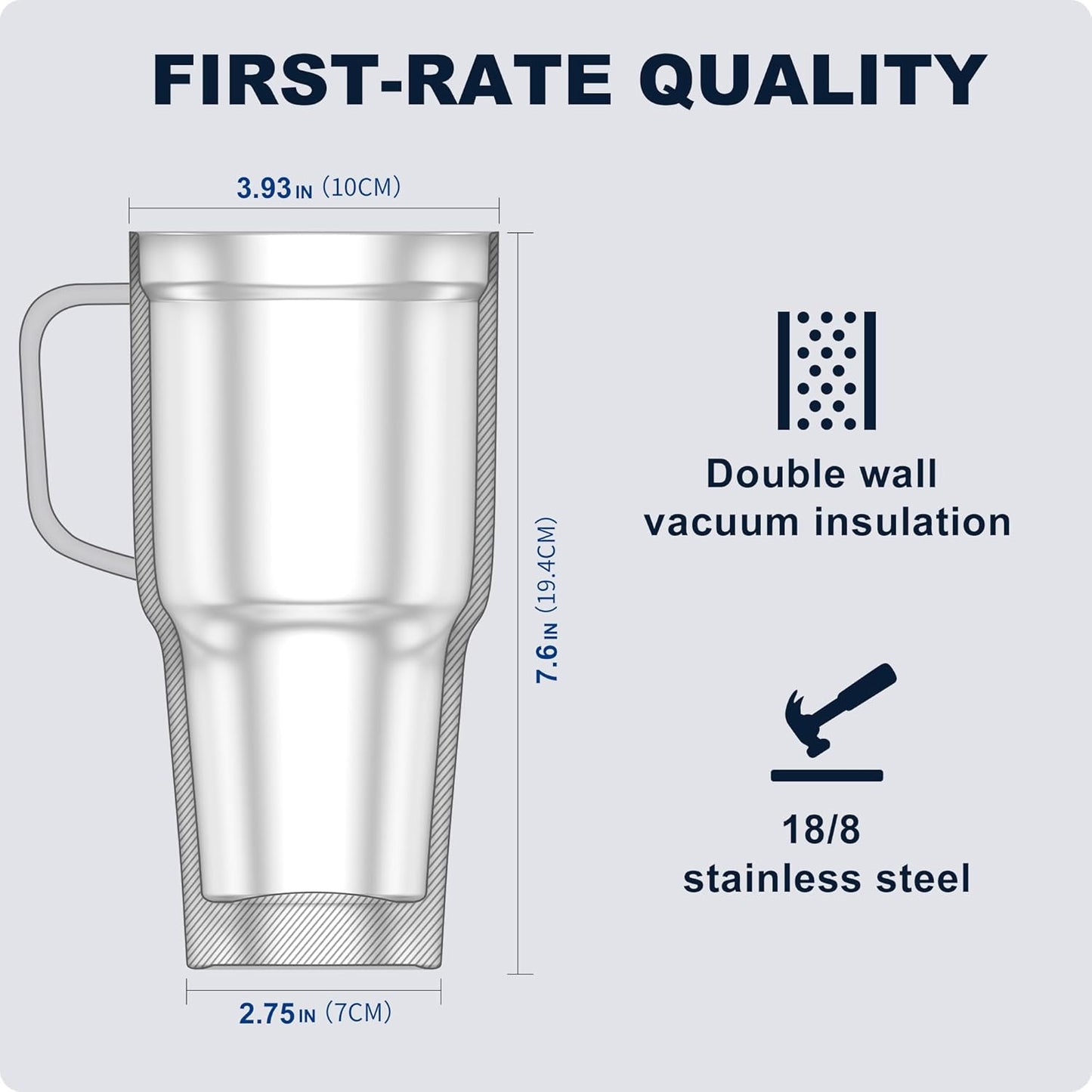 Tumbler with Handle, 30 oz Stainless Steel Double Wall Insulated Tumblers with Lid and Straw Coffee Tumbler for Men and Women (Grass Green)