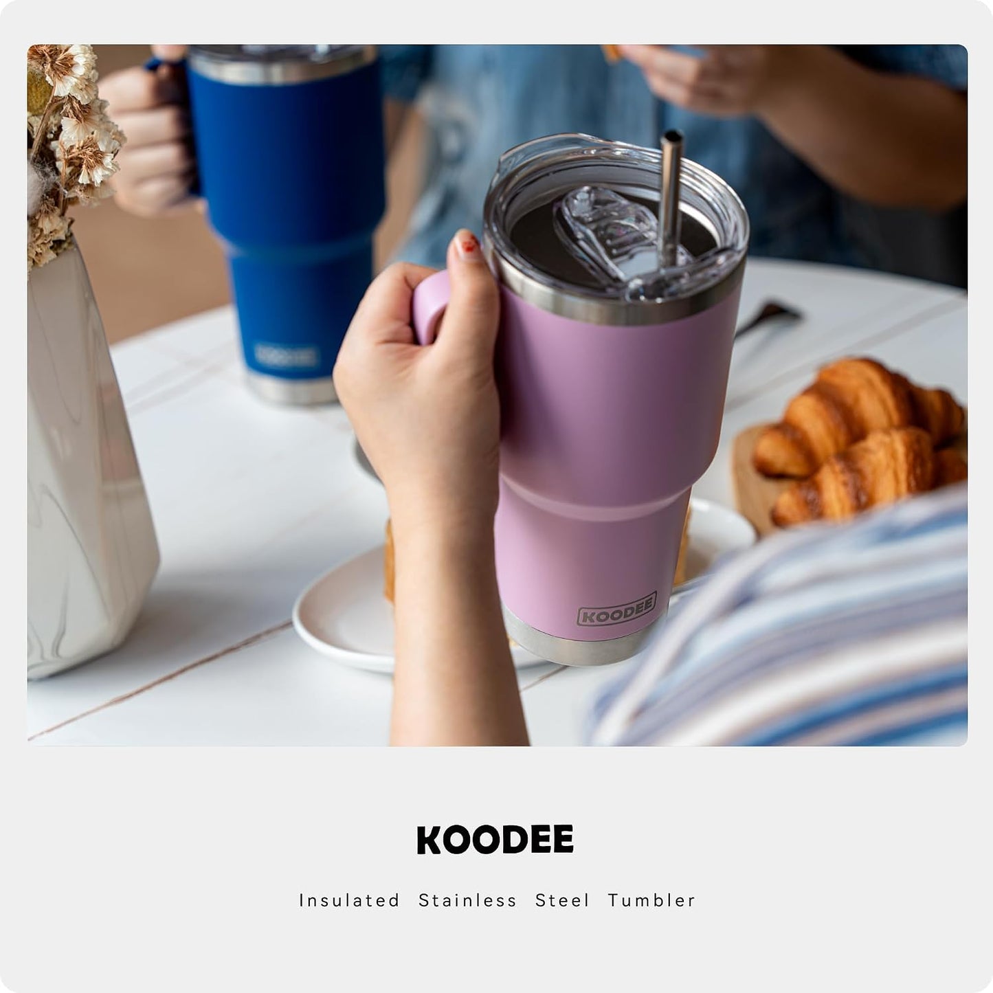 Tumbler with Handle, 30 oz Stainless Steel Double Wall Insulated Tumblers with Lid and Straw Coffee Tumbler for Men and Women (Grass Green)
