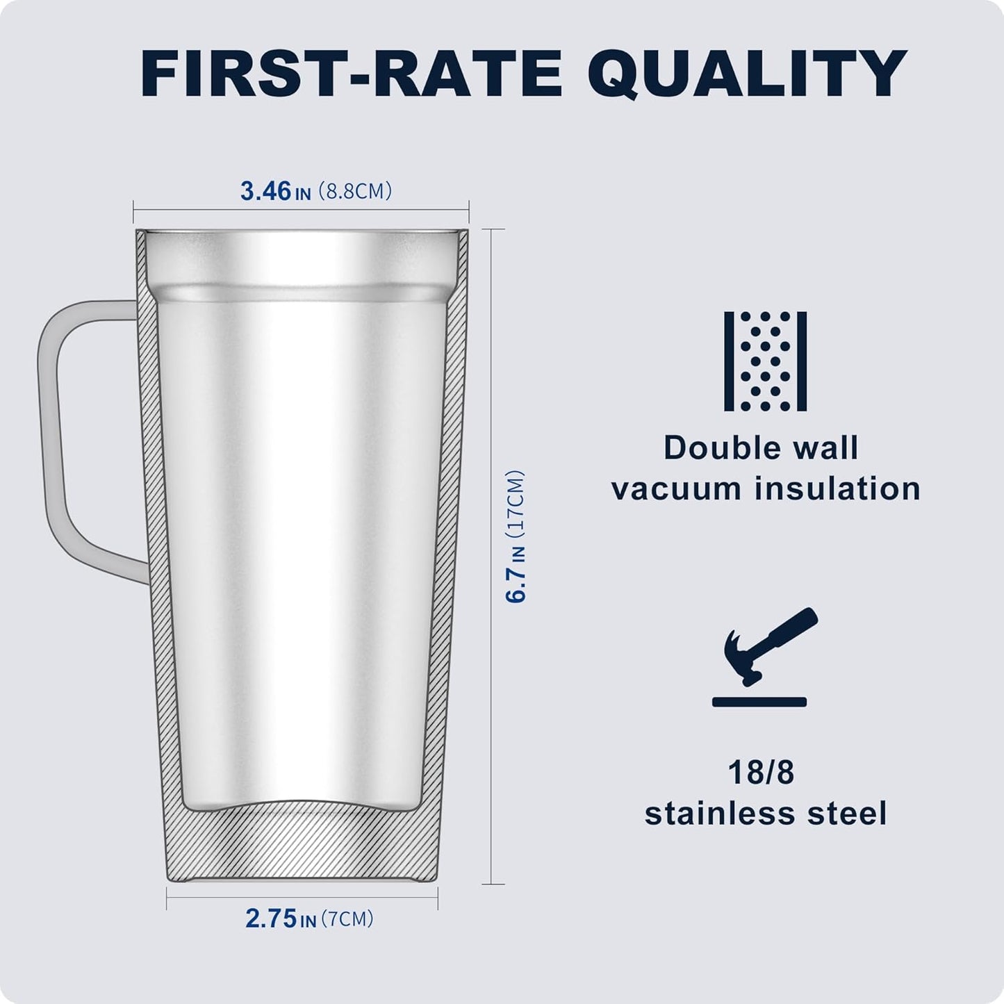 Tumbler with Handle, 30 oz Stainless Steel Double Wall Insulated Tumblers with Lid and Straw Coffee Tumbler for Men and Women (Grass Green)