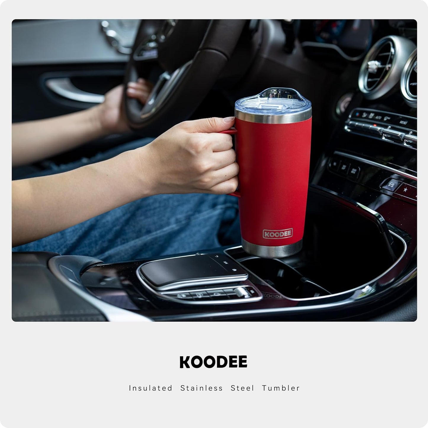 Tumbler with Handle, 30 oz Stainless Steel Double Wall Insulated Tumblers with Lid and Straw Coffee Tumbler for Men and Women (Grass Green)