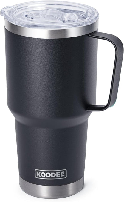 Tumbler with Handle, 30 oz Stainless Steel Double Wall Insulated Tumblers with Lid and Straw Coffee Tumbler for Men and Women (Grass Green)