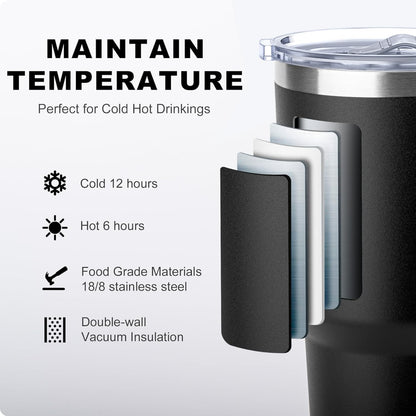 Tumbler with Handle, 30 oz Stainless Steel Double Wall Insulated Tumblers with Lid and Straw Coffee Tumbler for Men and Women (Grass Green)