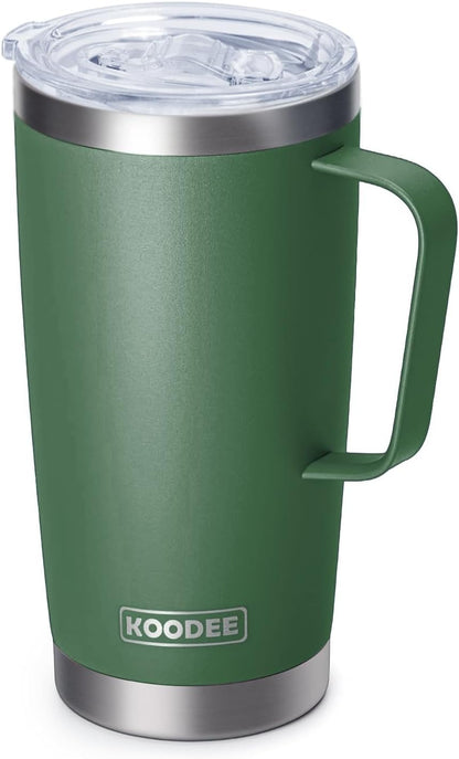 Tumbler with Handle, 30 oz Stainless Steel Double Wall Insulated Tumblers with Lid and Straw Coffee Tumbler for Men and Women (Grass Green)