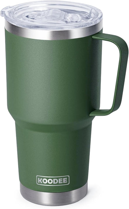 Tumbler with Handle, 30 oz Stainless Steel Double Wall Insulated Tumblers with Lid and Straw Coffee Tumbler for Men and Women (Grass Green)