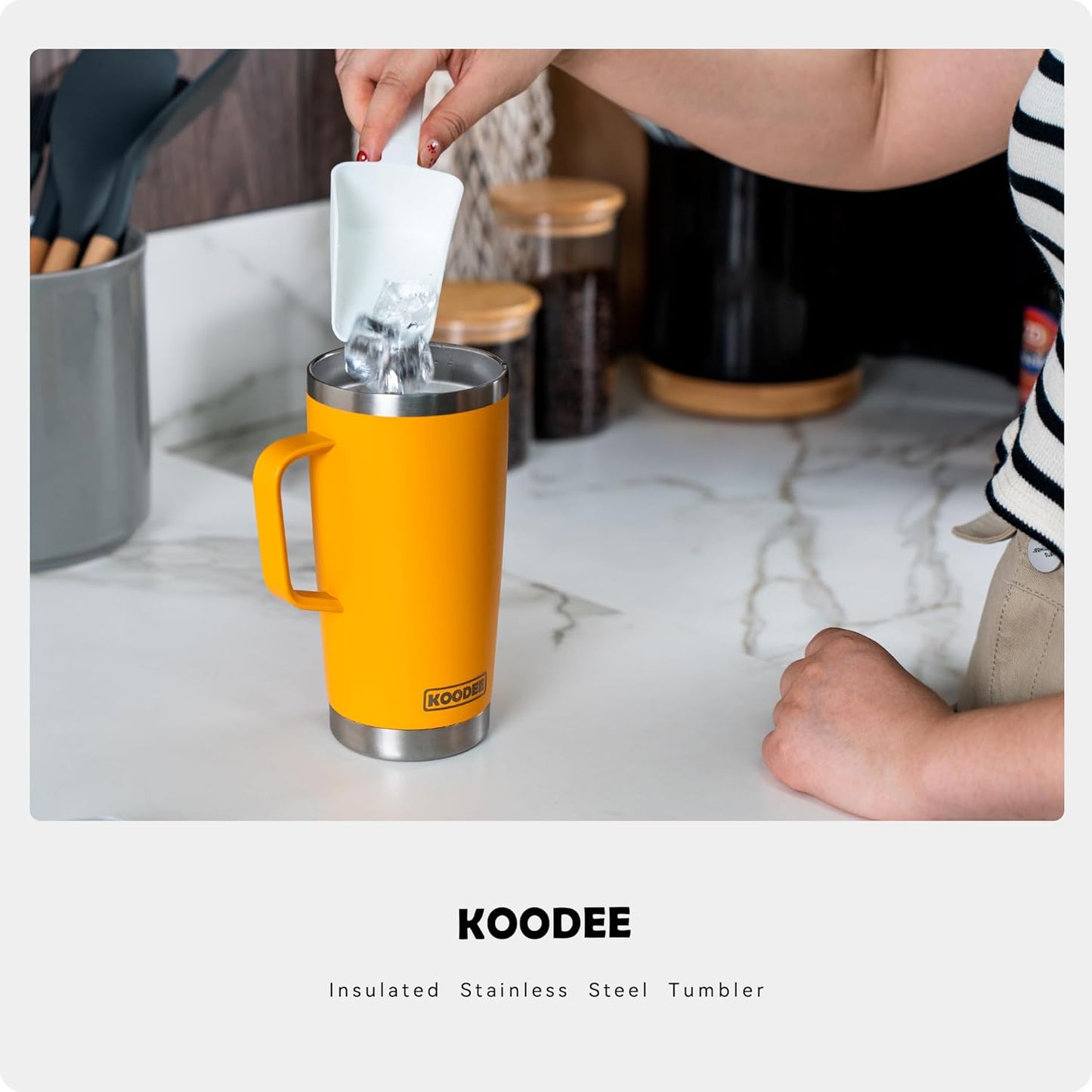 Tumbler with Handle, 30 oz Stainless Steel Double Wall Insulated Tumblers with Lid and Straw Coffee Tumbler for Men and Women (Grass Green)