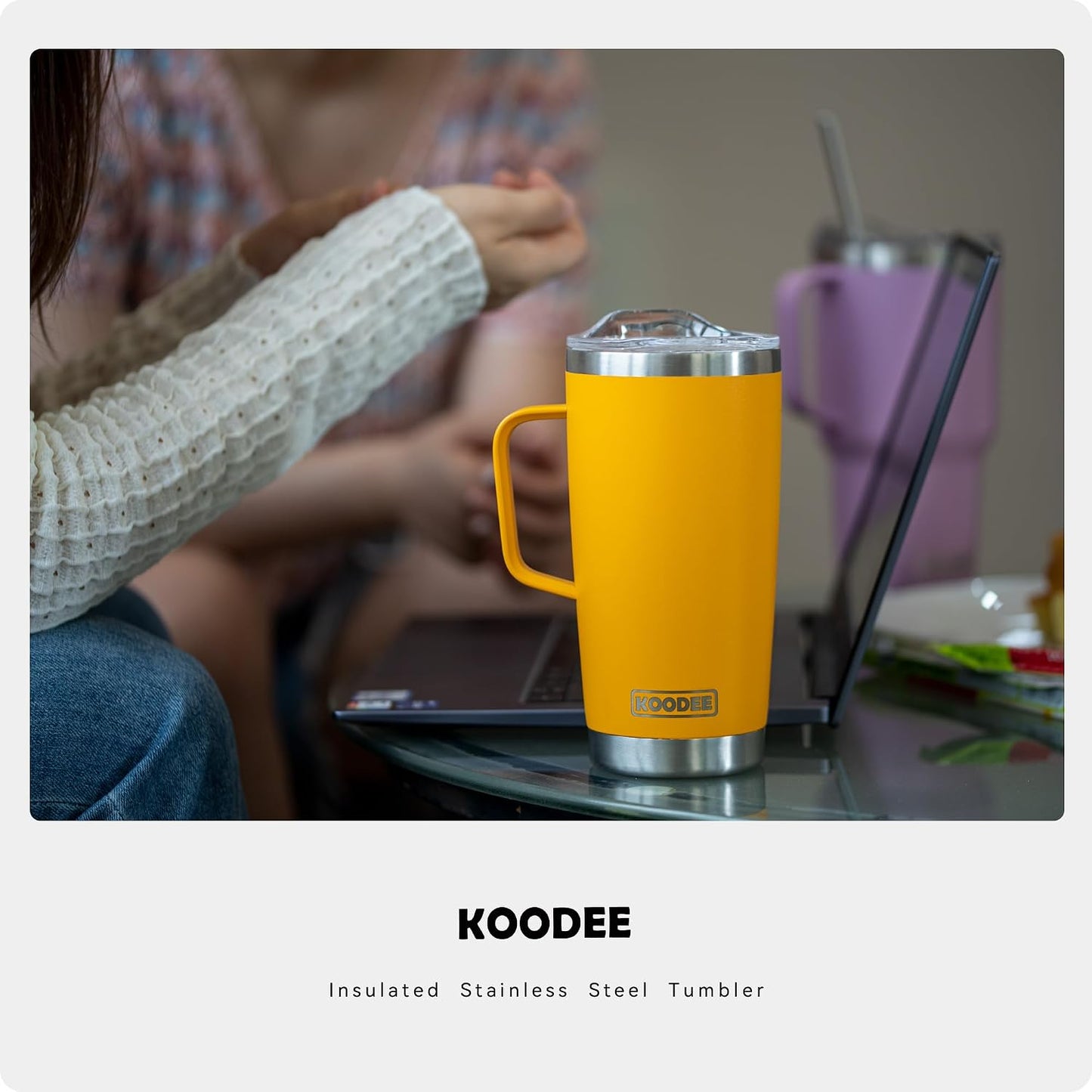 Tumbler with Handle, 30 oz Stainless Steel Double Wall Insulated Tumblers with Lid and Straw Coffee Tumbler for Men and Women (Grass Green)