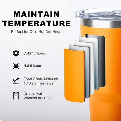 Tumbler with Handle, 30 oz Stainless Steel Double Wall Insulated Tumblers with Lid and Straw Coffee Tumbler for Men and Women (Grass Green)