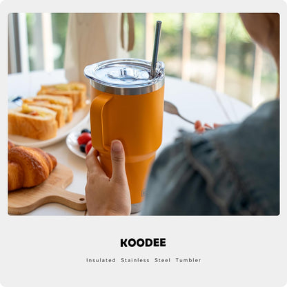 Tumbler with Handle, 30 oz Stainless Steel Double Wall Insulated Tumblers with Lid and Straw Coffee Tumbler for Men and Women (Grass Green)