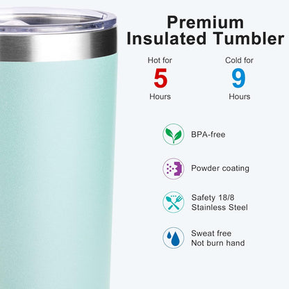Tumbler with Handle, 30 oz Stainless Steel Double Wall Insulated Tumblers with Lid and Straw Coffee Tumbler for Men and Women (Grass Green)