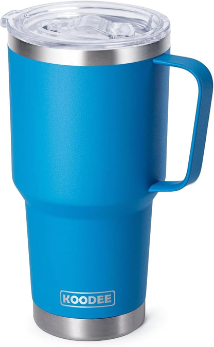Tumbler with Handle, 30 oz Stainless Steel Double Wall Insulated Tumblers with Lid and Straw Coffee Tumbler for Men and Women (Grass Green)