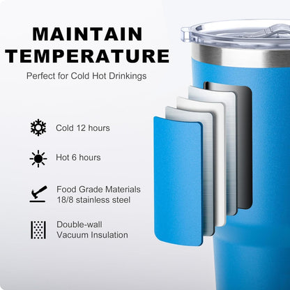Tumbler with Handle, 30 oz Stainless Steel Double Wall Insulated Tumblers with Lid and Straw Coffee Tumbler for Men and Women (Grass Green)