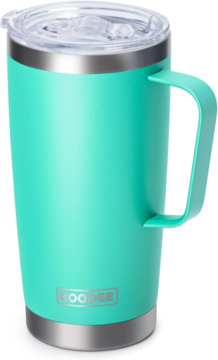 Tumbler with Handle, 30 oz Stainless Steel Double Wall Insulated Tumblers with Lid and Straw Coffee Tumbler for Men and Women (Grass Green)