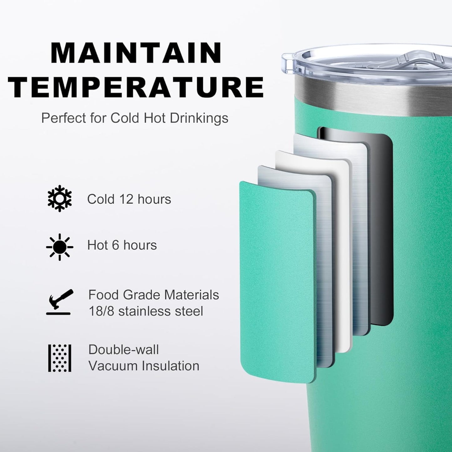 Tumbler with Handle, 30 oz Stainless Steel Double Wall Insulated Tumblers with Lid and Straw Coffee Tumbler for Men and Women (Grass Green)