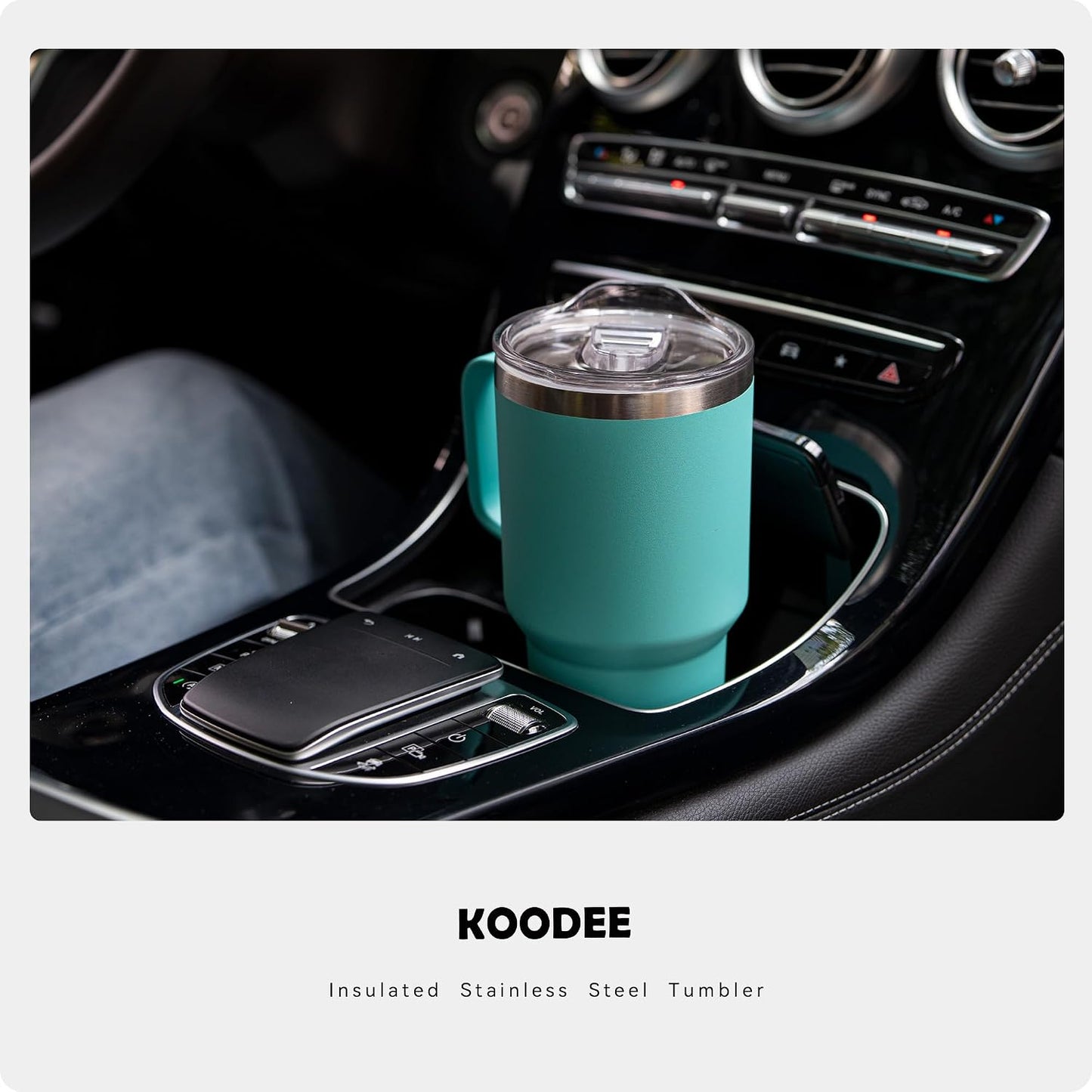 Tumbler with Handle, 30 oz Stainless Steel Double Wall Insulated Tumblers with Lid and Straw Coffee Tumbler for Men and Women (Grass Green)