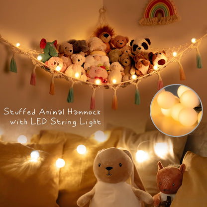 Stuffed Animal Storage Hammock Toy Net with Light Large (42*57 in)