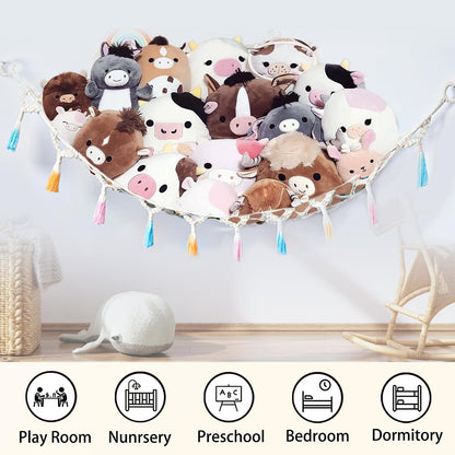 Stuffed Animal Storage Hammock Toy Net with Light Large (42*57 in)