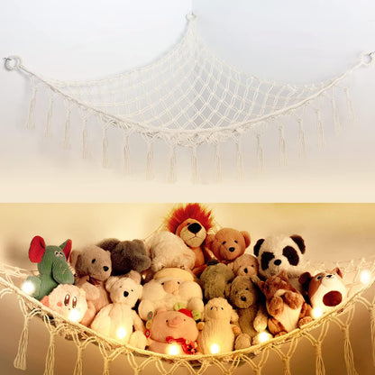 Stuffed Animal Storage Hammock Toy Net with Light Large (42*57 in)